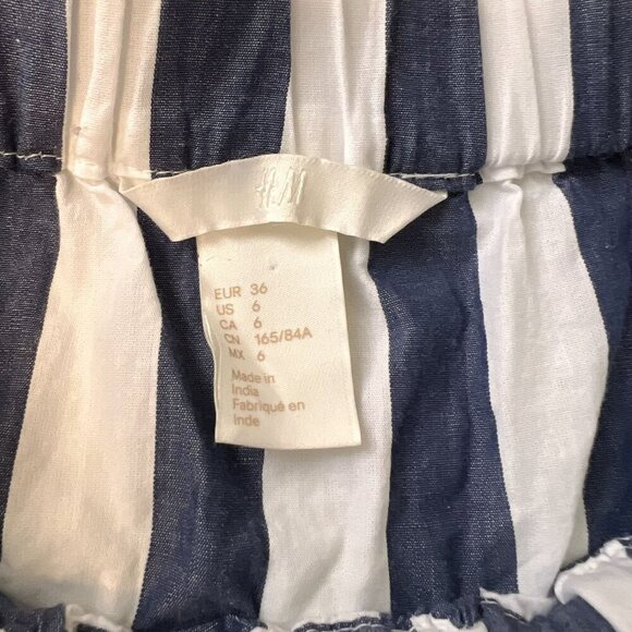 Striped Off-Shoulder Blouse Womens Size‎ 6 With Tie Sleeves - Picture 2 of 2